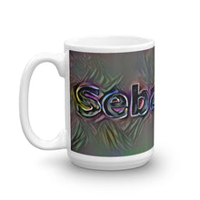 Load image into Gallery viewer, Sebastian Mug Dark Rainbow 15oz right view