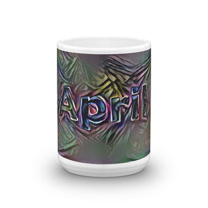 April Mug Dark Rainbow 15oz front view