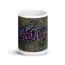 Load image into Gallery viewer, Alfie Mug Dark Rainbow 15oz front view