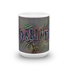 Load image into Gallery viewer, Phillipa Mug Dark Rainbow 15oz front view