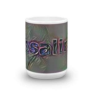 Rosalind Mug Dark Rainbow 15oz front view