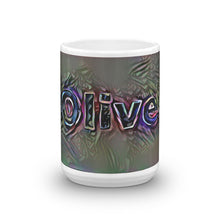 Load image into Gallery viewer, Olive Mug Dark Rainbow 15oz front view