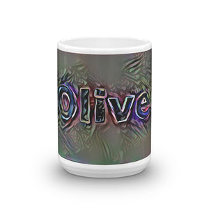 Olive Mug Dark Rainbow 15oz front view