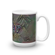 Load image into Gallery viewer, Fleur Mug Dark Rainbow 15oz left view