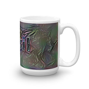April Mug Dark Rainbow 15oz left view