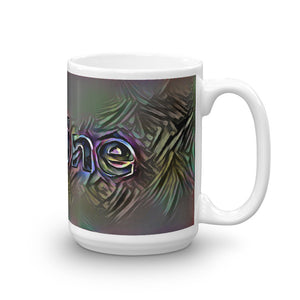 Janine Mug Dark Rainbow 15oz left view